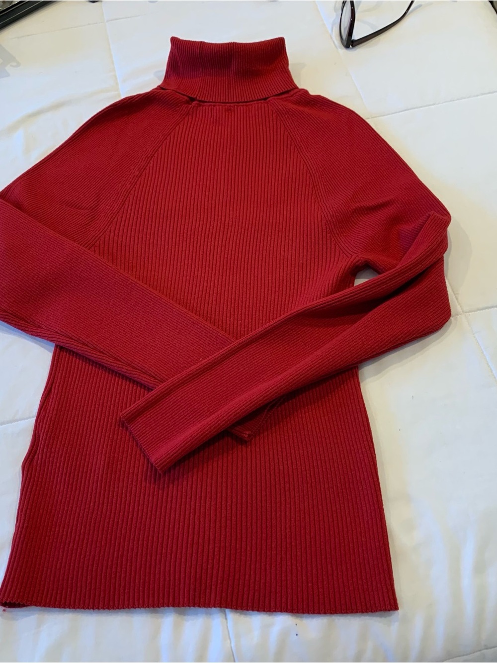 Banana Republic Red Ribbed Turtleneck Knit Top